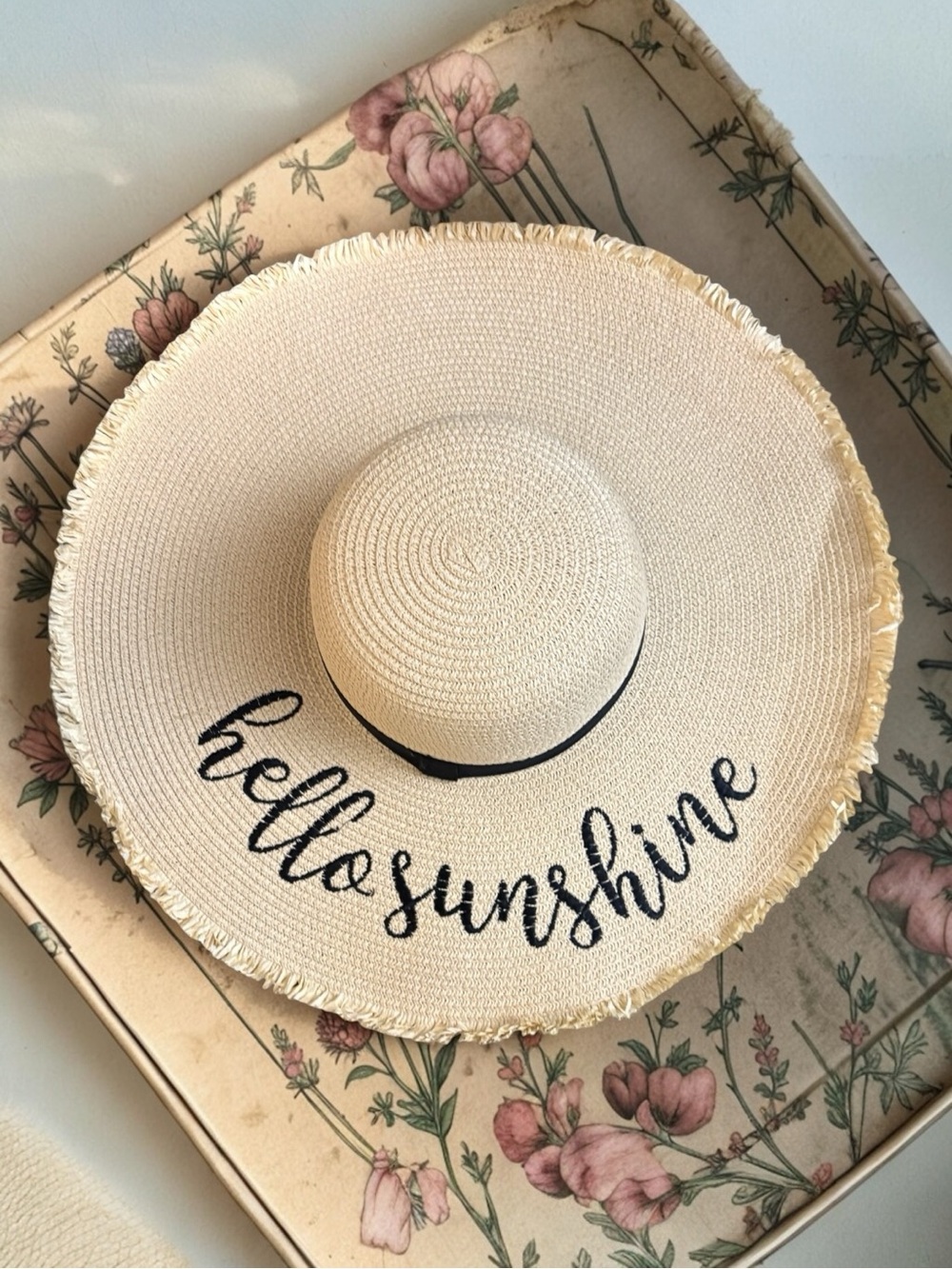 Tickled Pink Hello Sunshine Cream Sun Hat, SZ M
